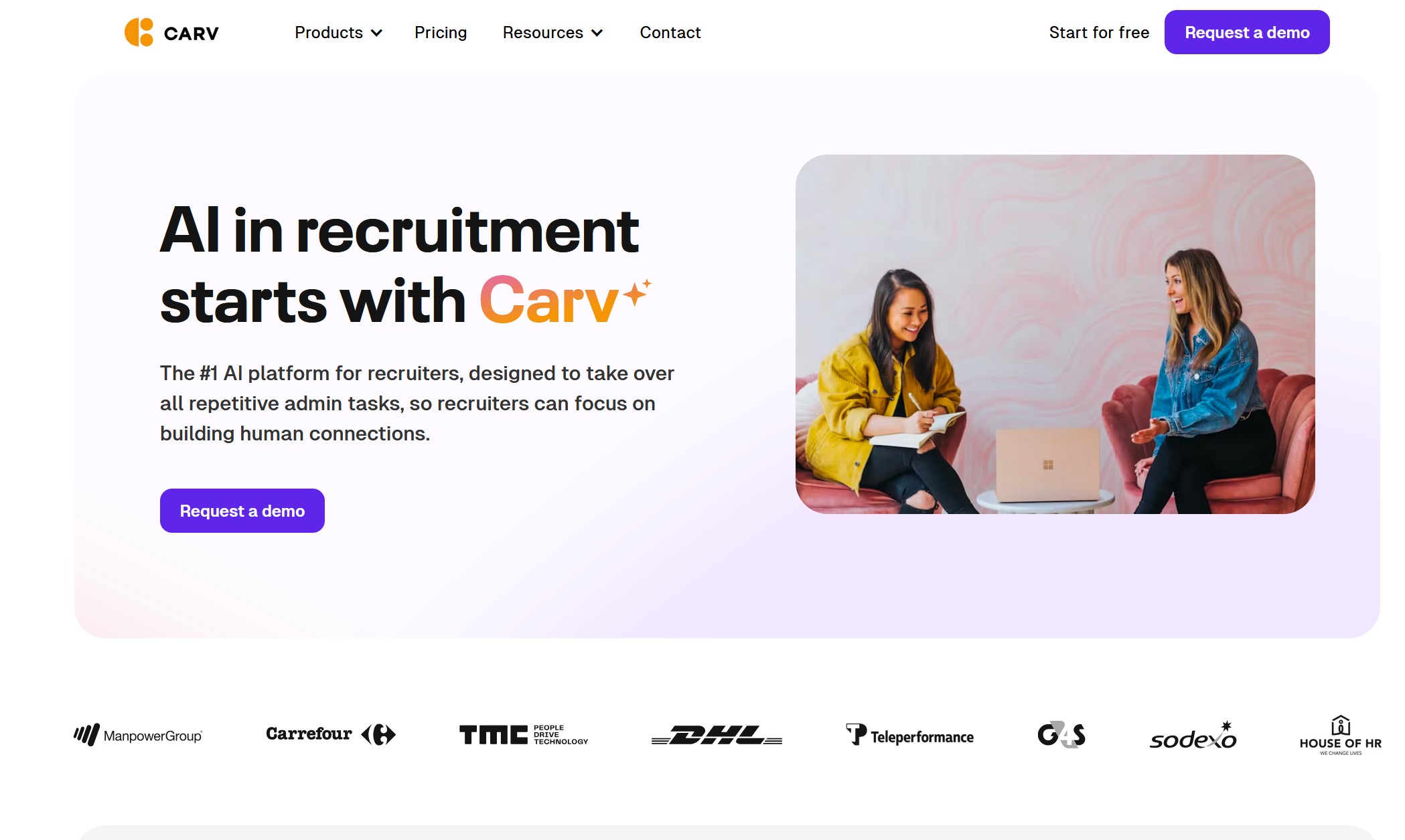 Carv screenshot - Agentic AI recruitment platform that automates intake calls, screening, and interview admin