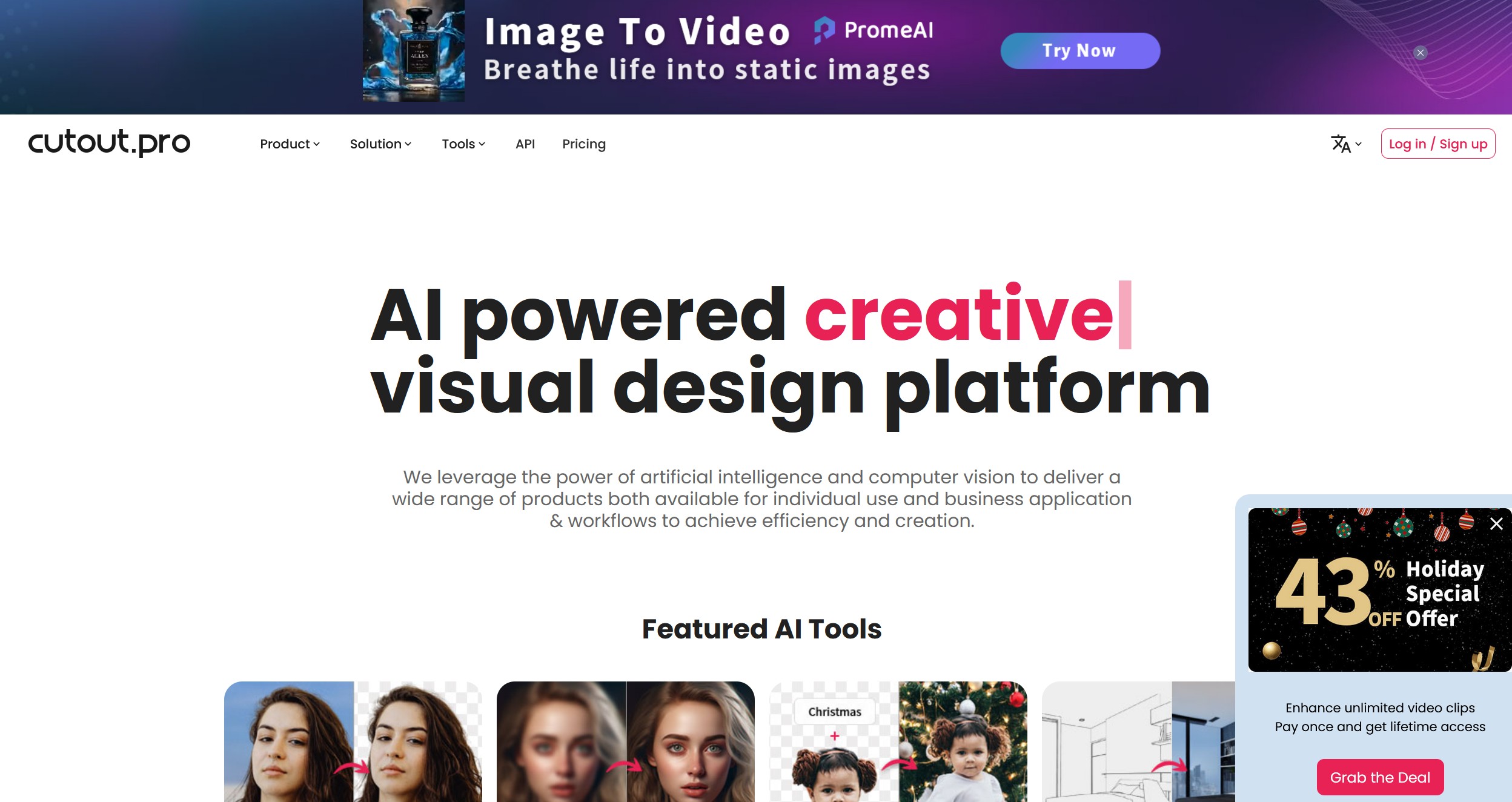 cutout.pro screenshot - AI Powered Visual Design Platform