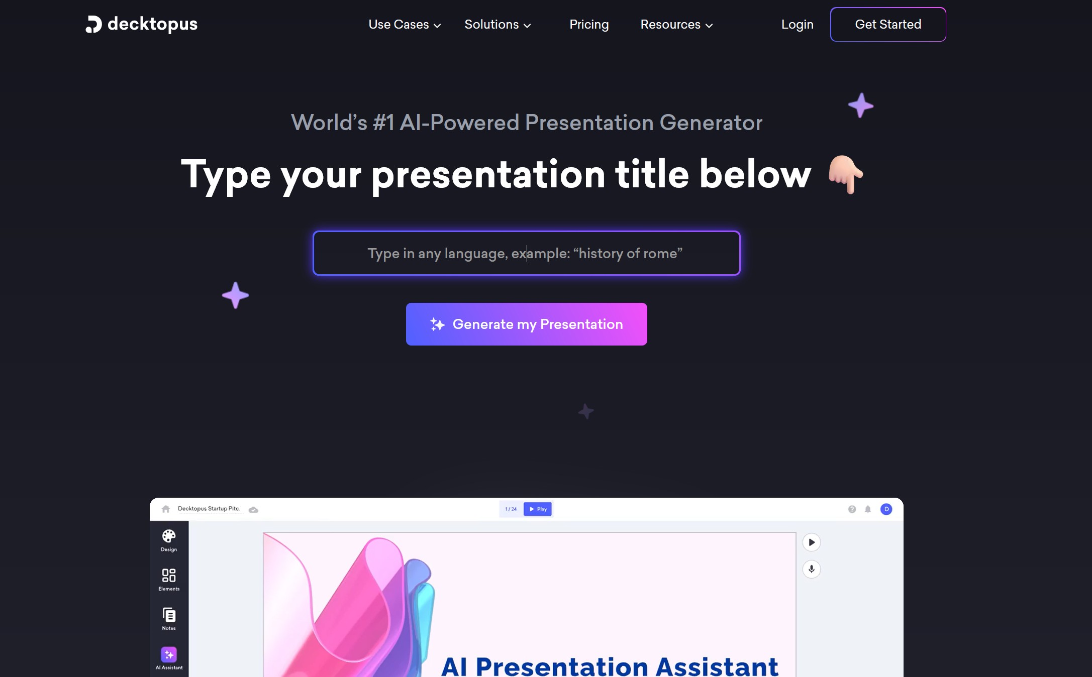 Decktopus screenshot - AI-Powered Presentation Generator