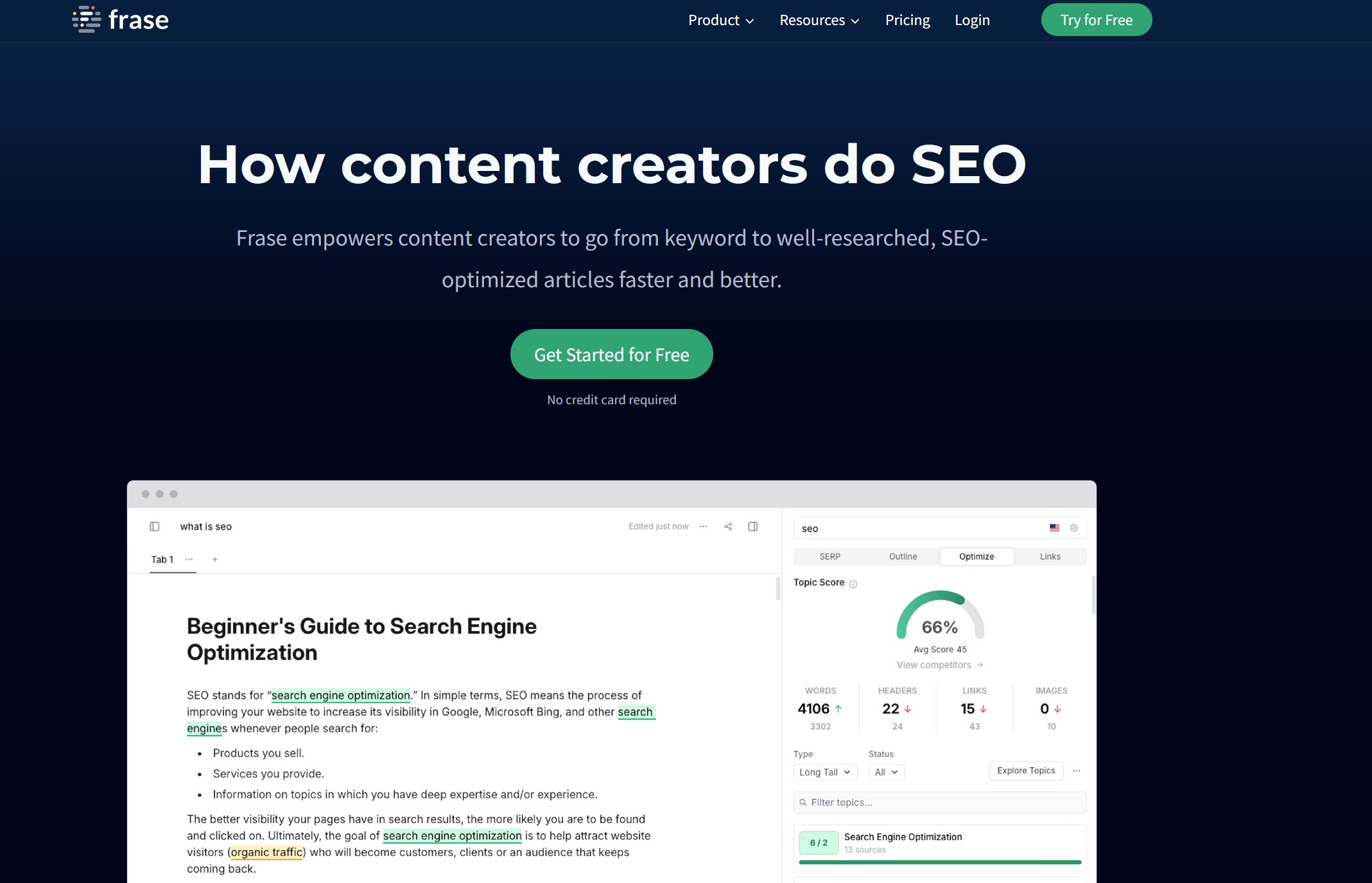 Frase screenshot - SEO Content Optimization Tool and AI Writer