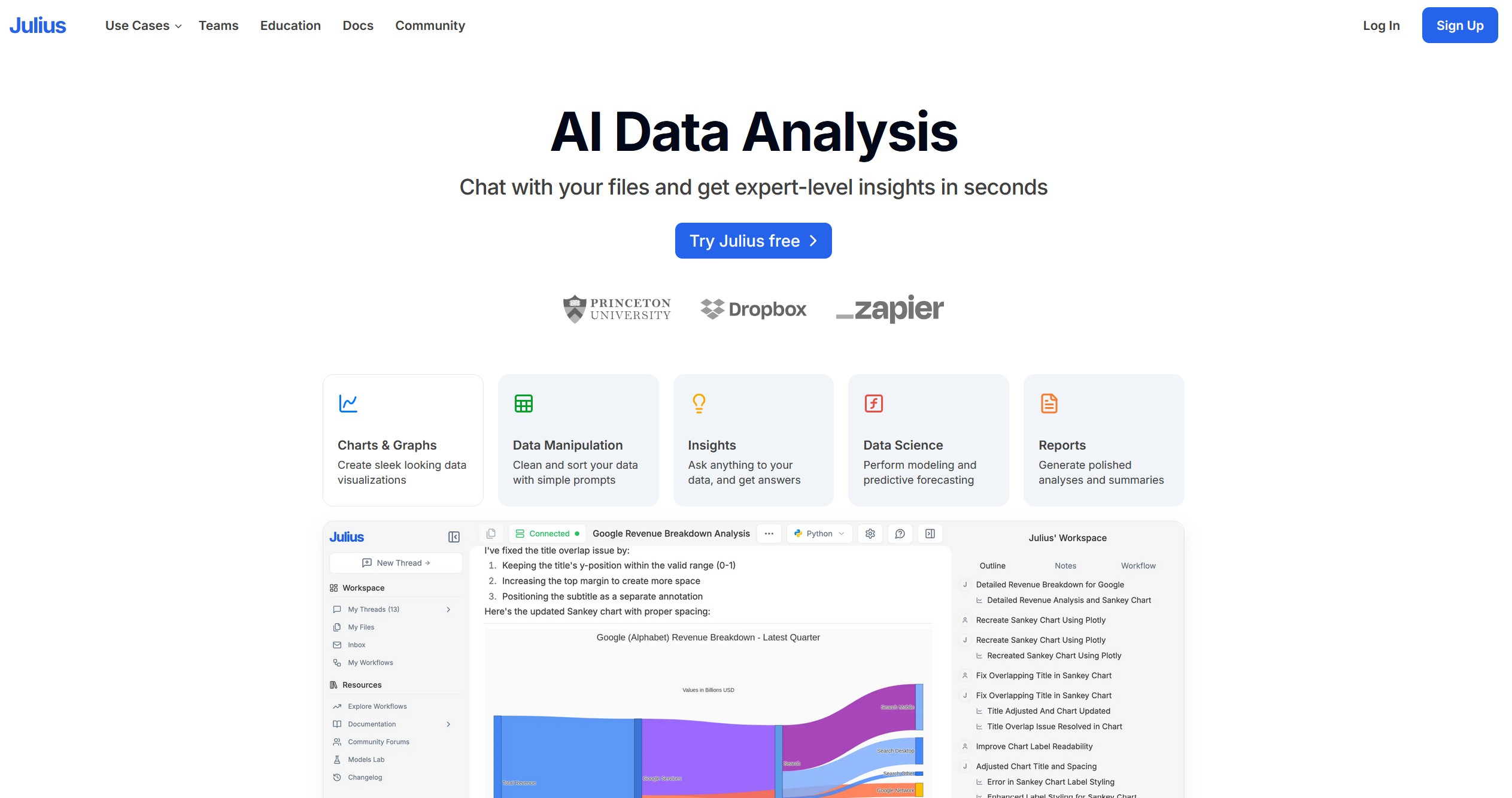 Julius AI screenshot - Analyze Your Data With AI