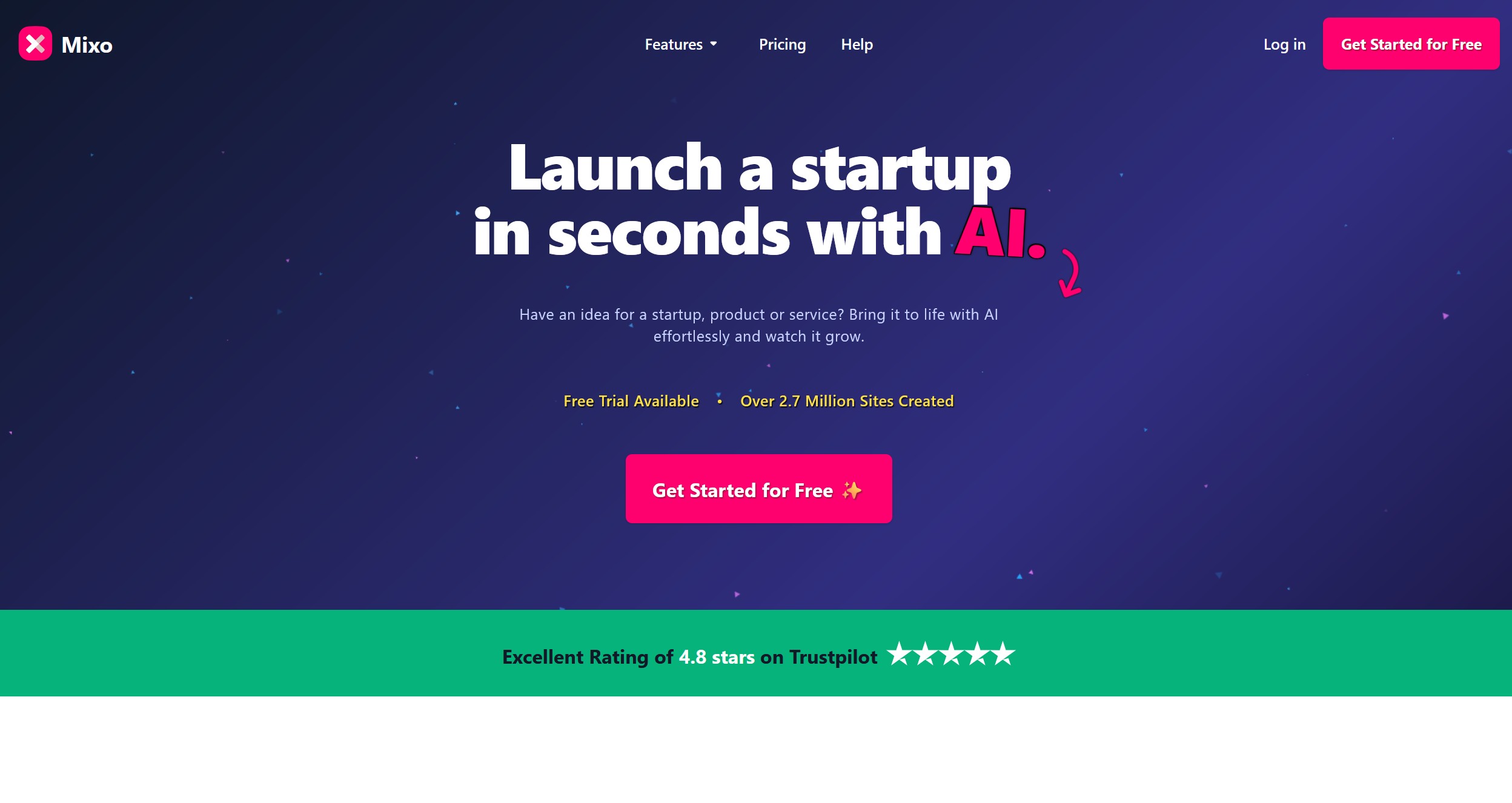 Mixo screenshot - Launch Your Website in Seconds