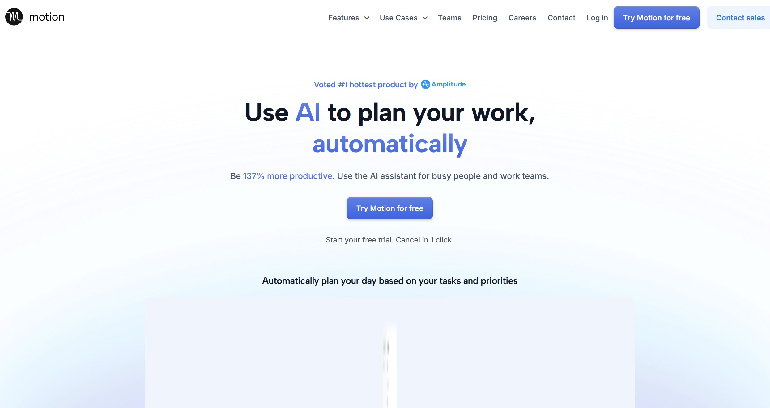 Motion screenshot - AI-powered project manager and calendar that auto-schedules your entire day