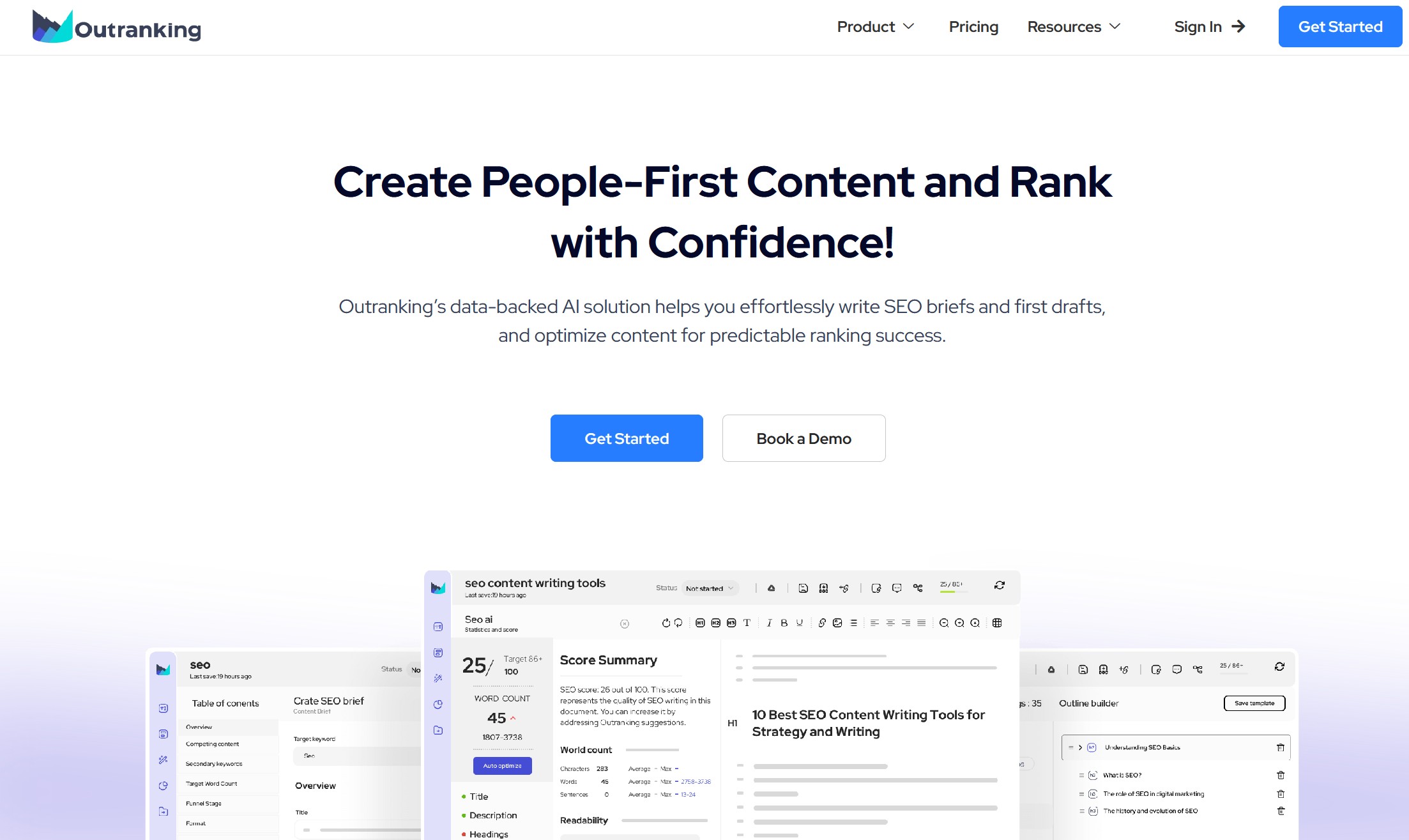 Outranking screenshot - AI SEO content writing and optimization platform for research, drafting, and ranking