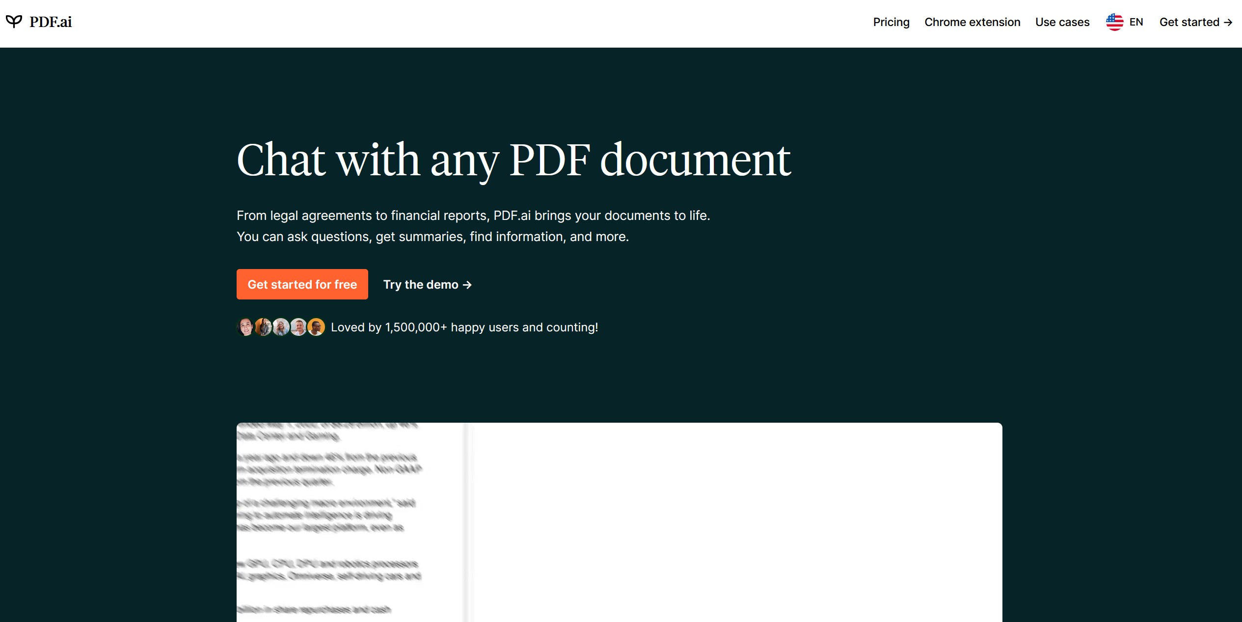 PDF.ai screenshot - Chat With Any PDF Document