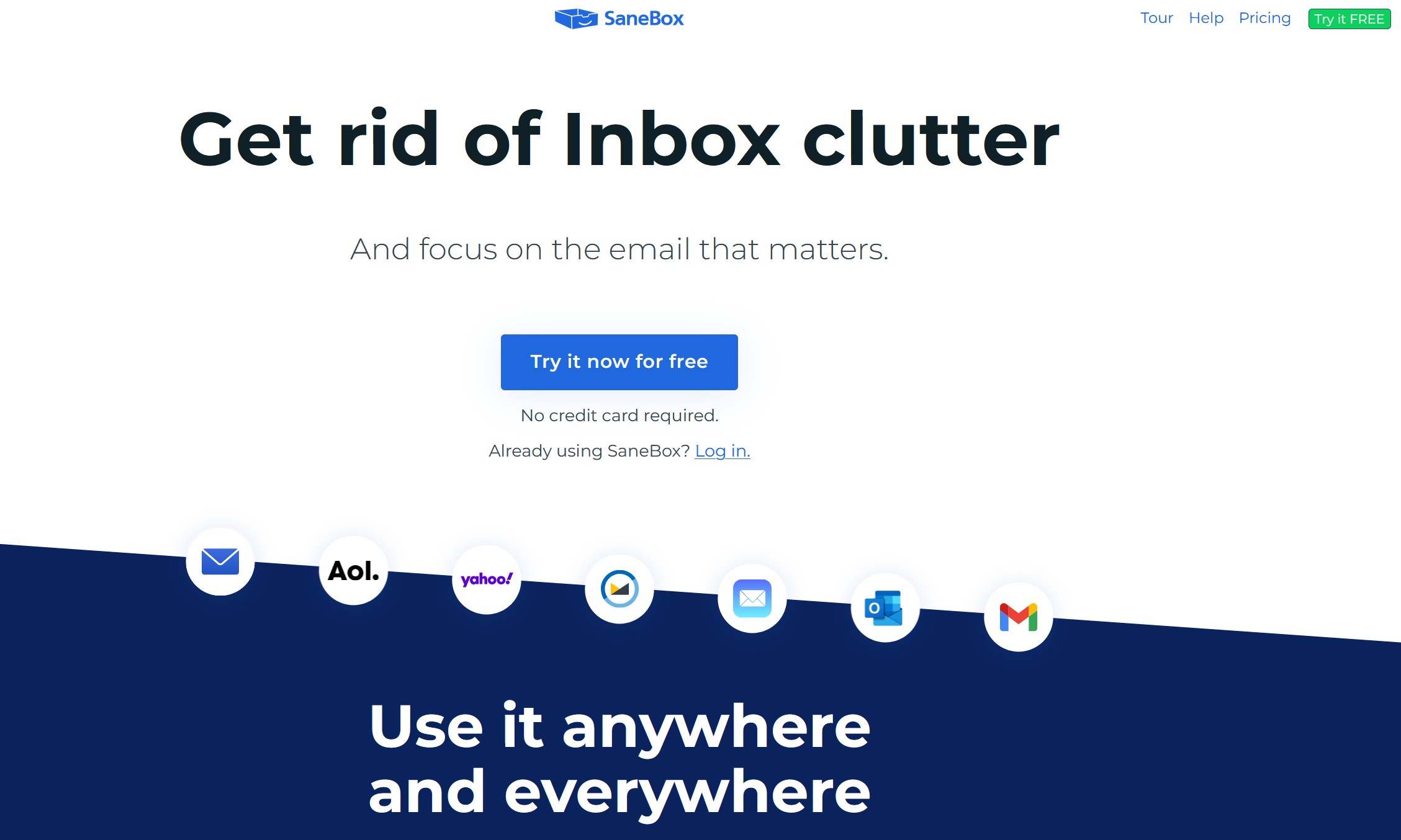 SaneBox screenshot - AI email productivity assistant that filters inbox clutter and saves hours weekly