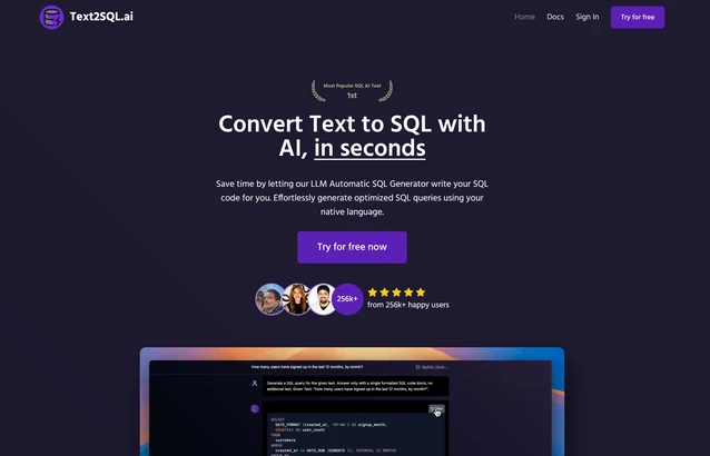 TEXT2SQL.AI screenshot