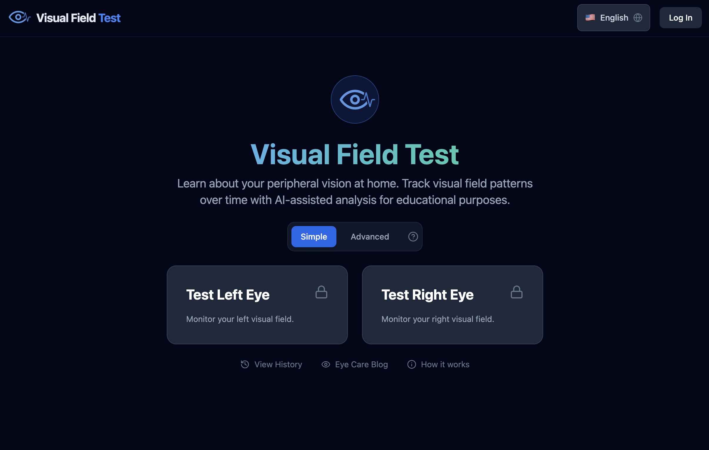 Visual Field Test screenshot - Browser-Based Visual Field Testing for Home Eye Care