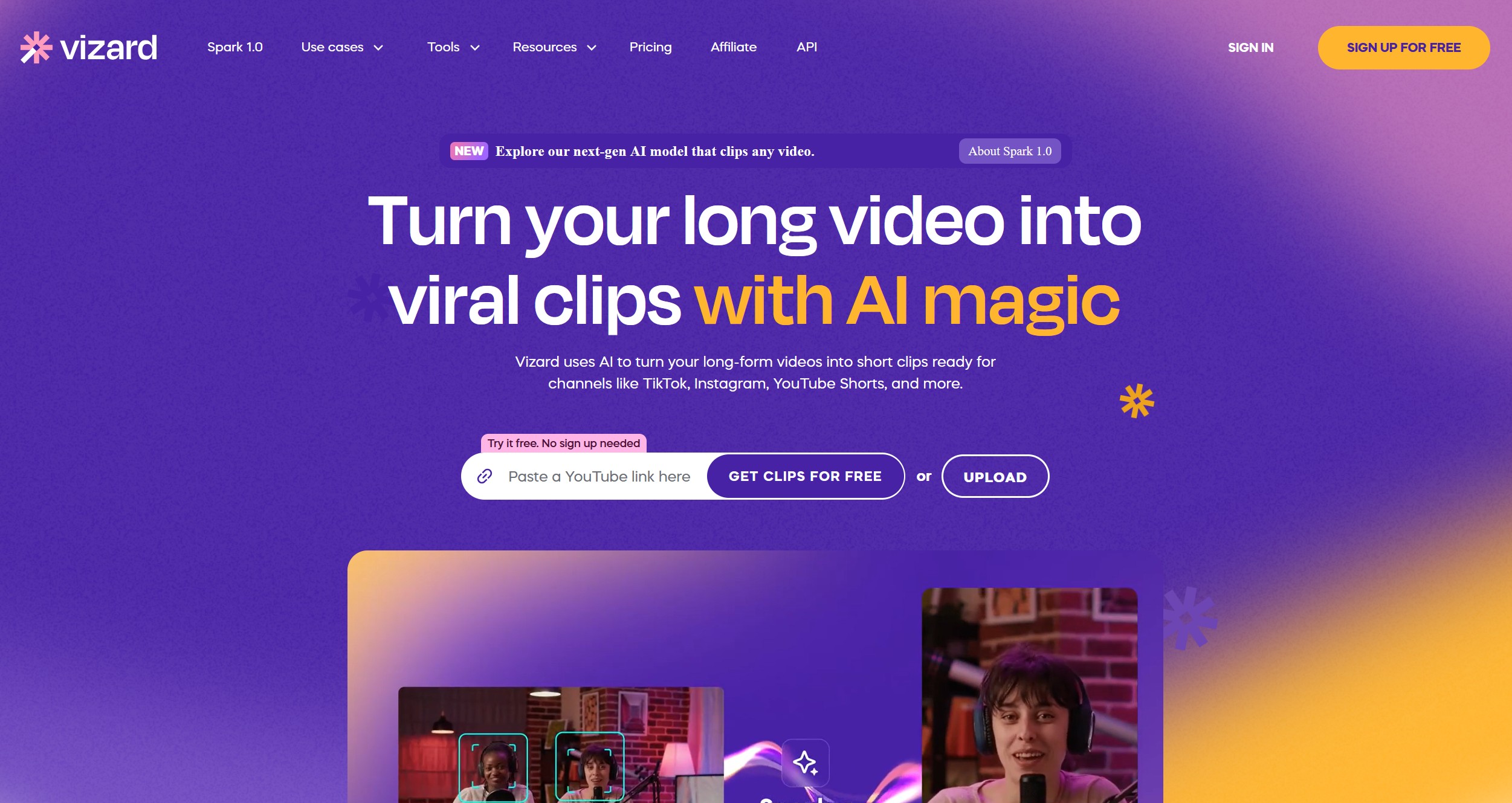 Vizard screenshot - Create Social-Ready Videos with AI Instantly